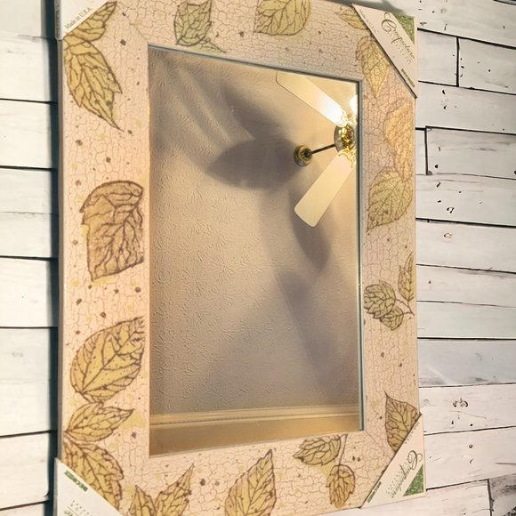 Vintage Fossil Leaves Frame 18”x24” Craquelure Collection Deco Mirror